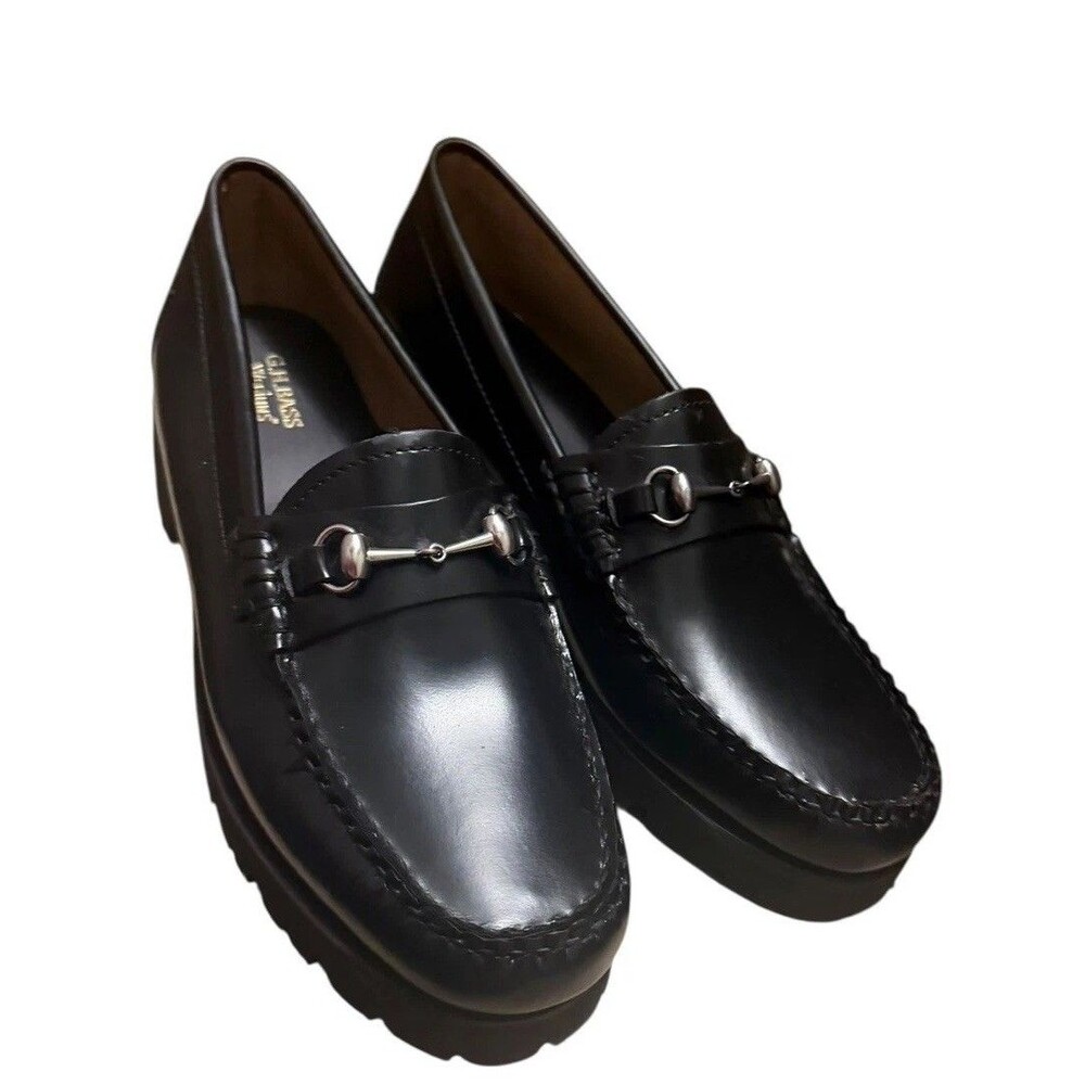 NEW G.H. Bass Co Weejuns Lianna Loafer Women’s Black Bit Super Lug Platform 9